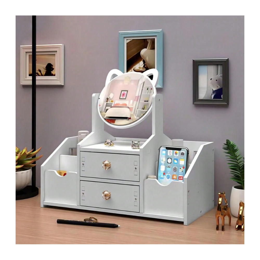 Organizador De Maquillaje Con Espejo Y Cajones Mujer-5
