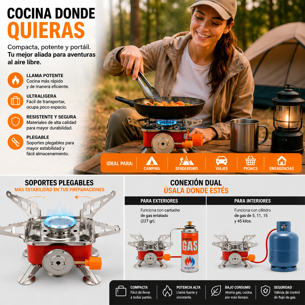 Cocinilla Mini A Gas Camping Port til Plegable Con Encendido-6