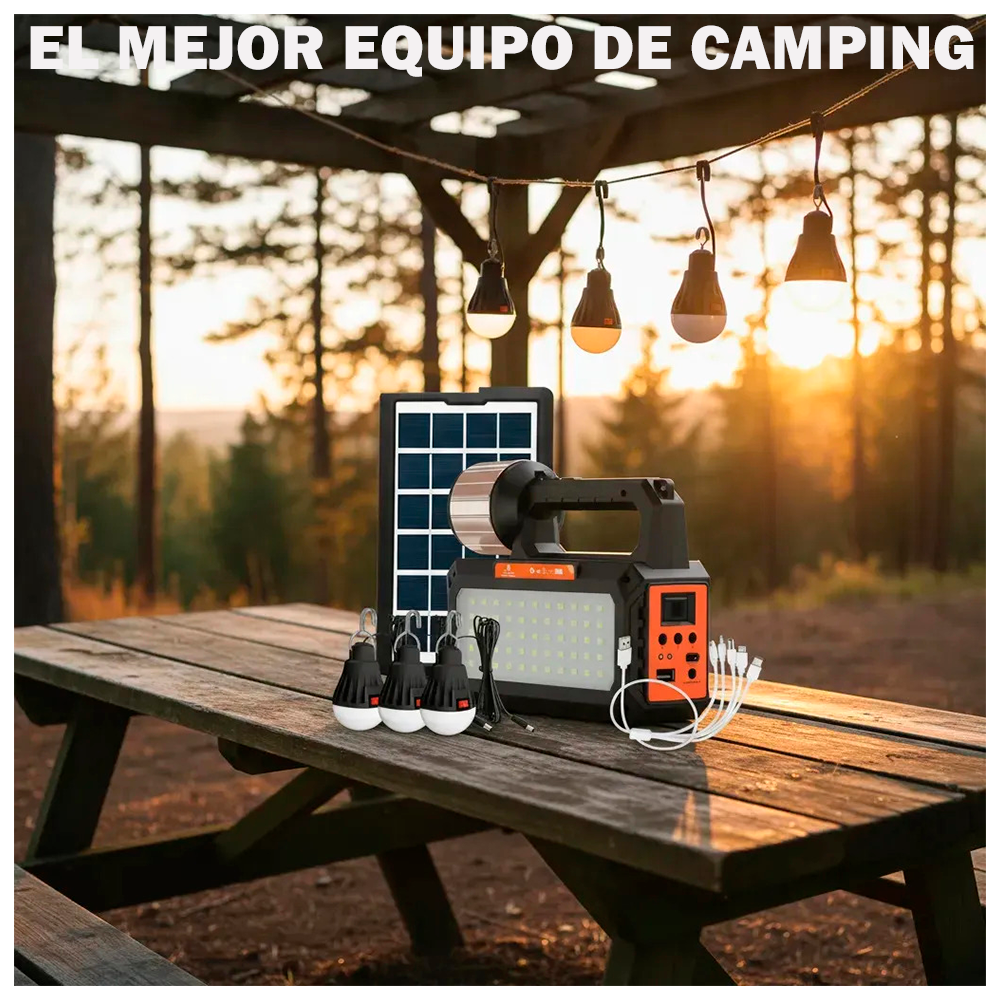Kit Emergencia Solar Recargable Luz Led Radio Power Bank 3-1