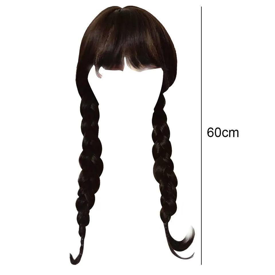 Peluca Merlina Est ndar Disfraz Locos Addams Cosplay-1