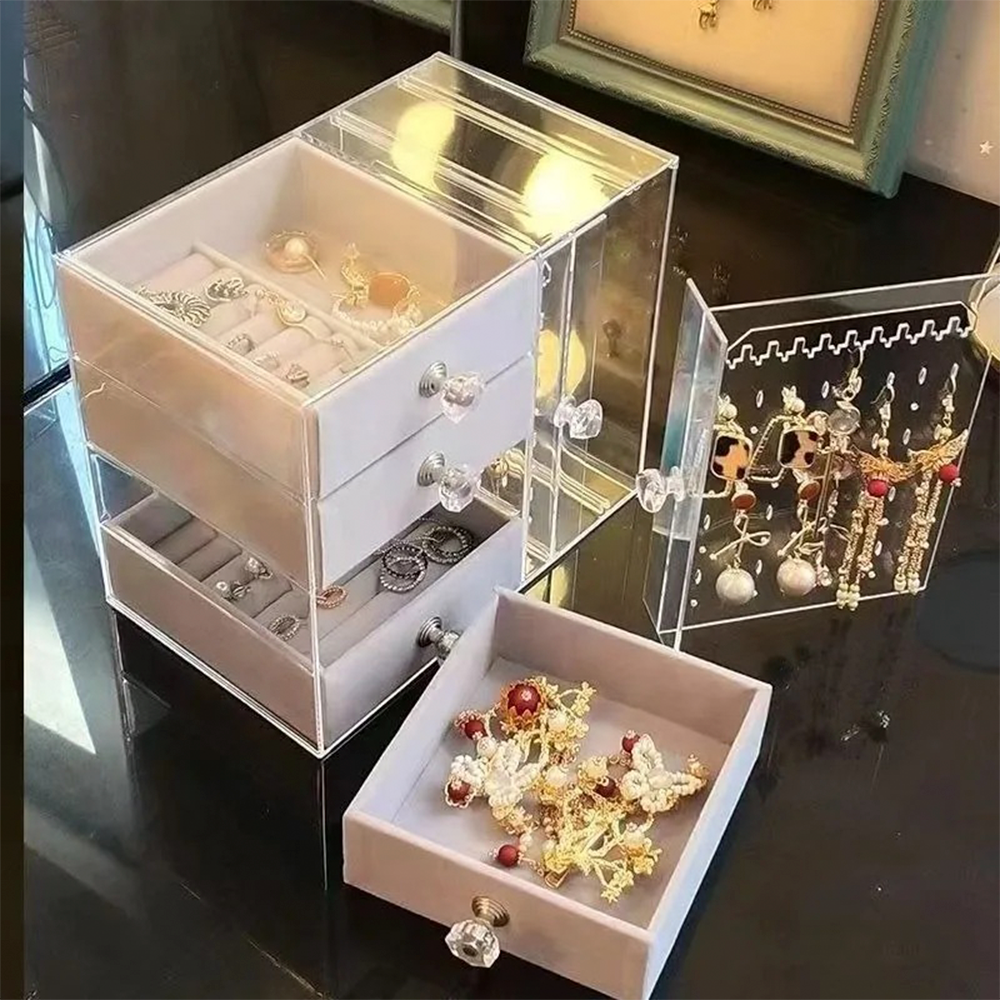Joyero Organizador Acr lico Con 4 Cajones Y Puerta-3