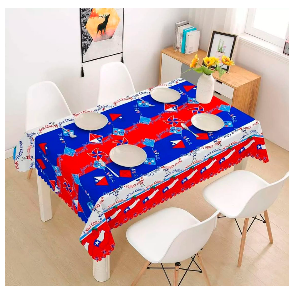 Mantel Dieciochero Fiestas Patrias Cueca Viva Chile 220x150-5