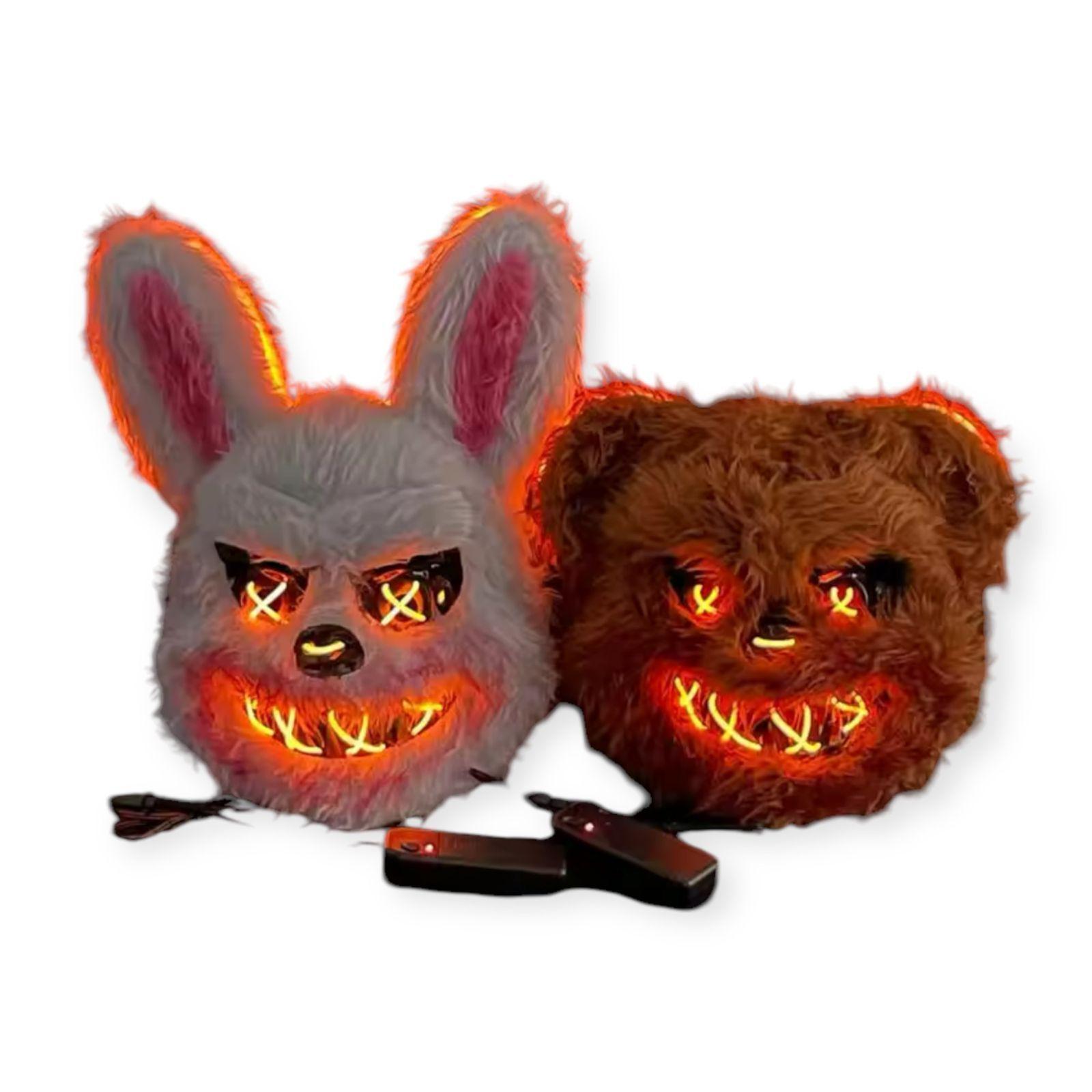 Mascara Led Halloween Oso Sangriento De Terror Fiesta Neon Color Naranja-3