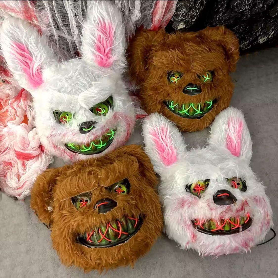 Mascara Led Halloween Oso Sangriento De Terror Fiesta Neon Color Naranja-7