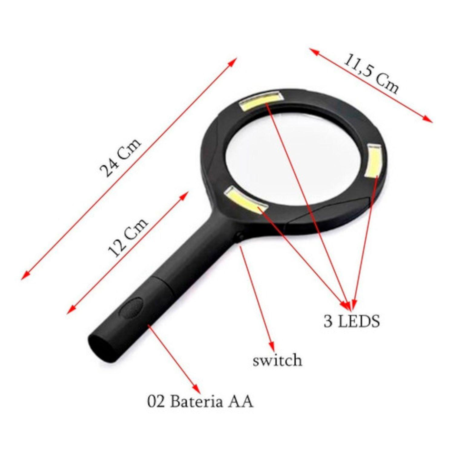 Lupa Con Luz Led Lampara Lectura Portatil-5