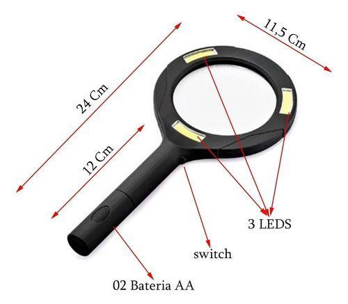 Lupa Con Luz Led Lampara Lectura Portatil-4