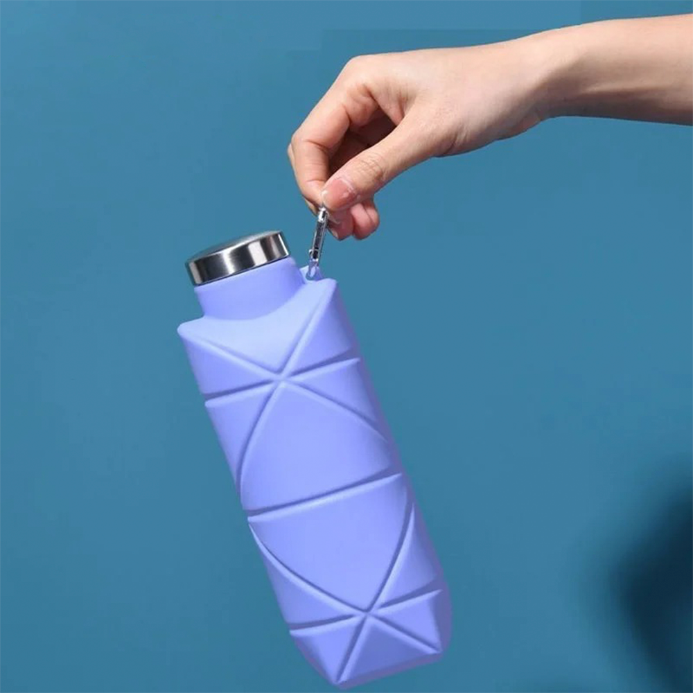 Botella Agua Plegable Silicona 600ml Deportiva Gym Viaje-2