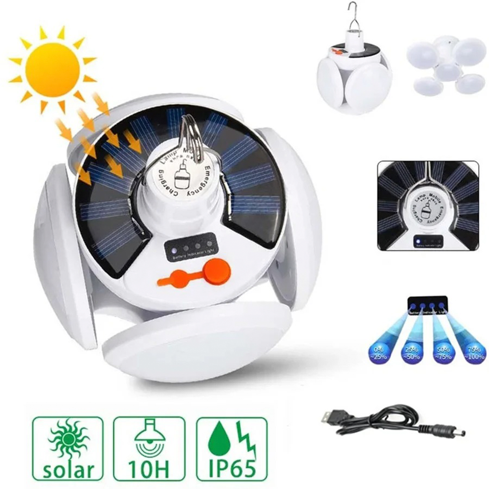 Ampolleta Solar Led Emergencia Recargable 40w Usb Expandible-4