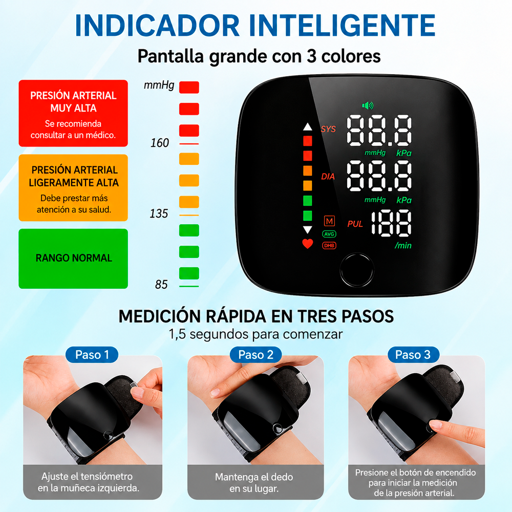 Tensi metro Digital De Mu eca Recargable Usb Con Voz-7