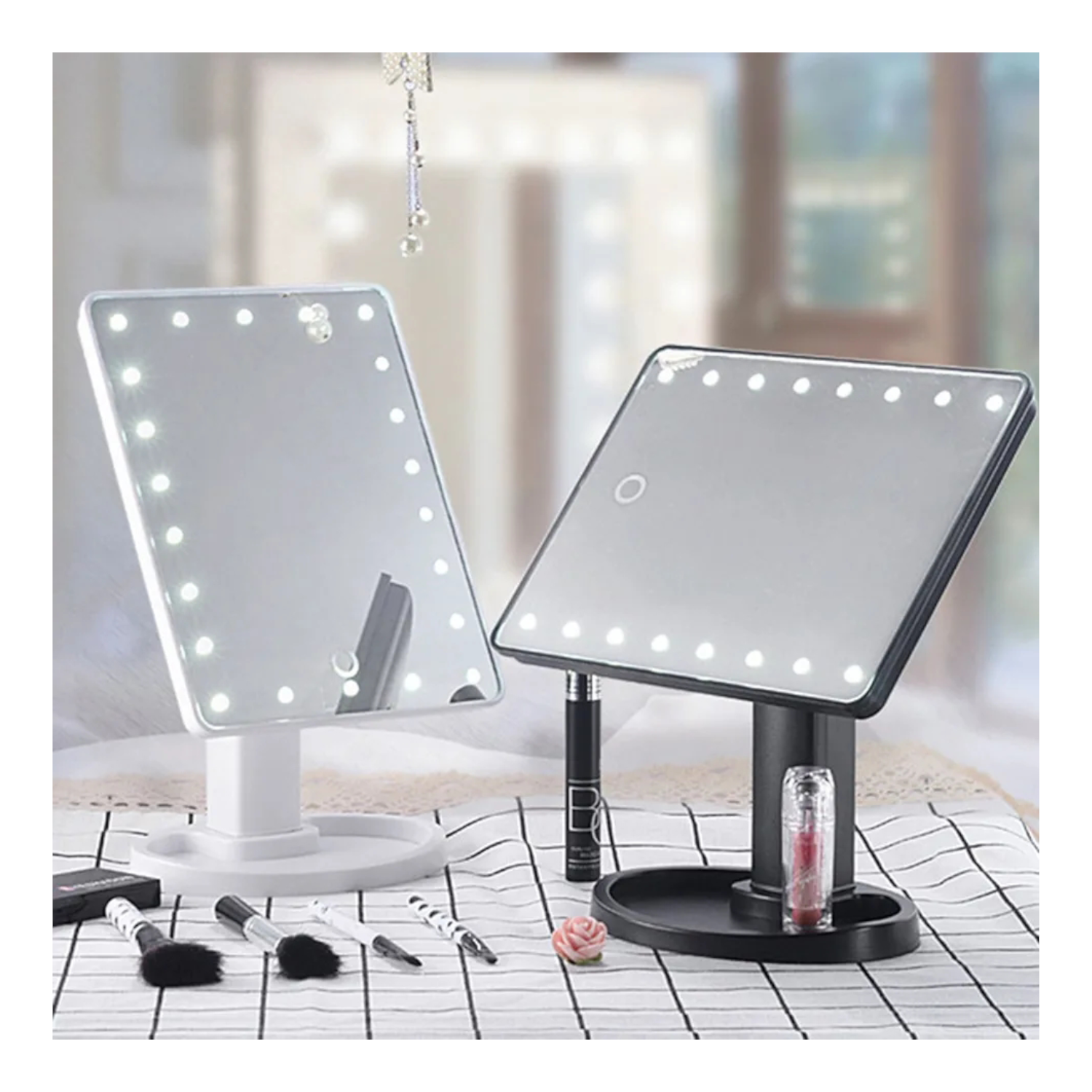 Espejo Luz Led Tactil Maquillaje Portatil Giratorio-5
