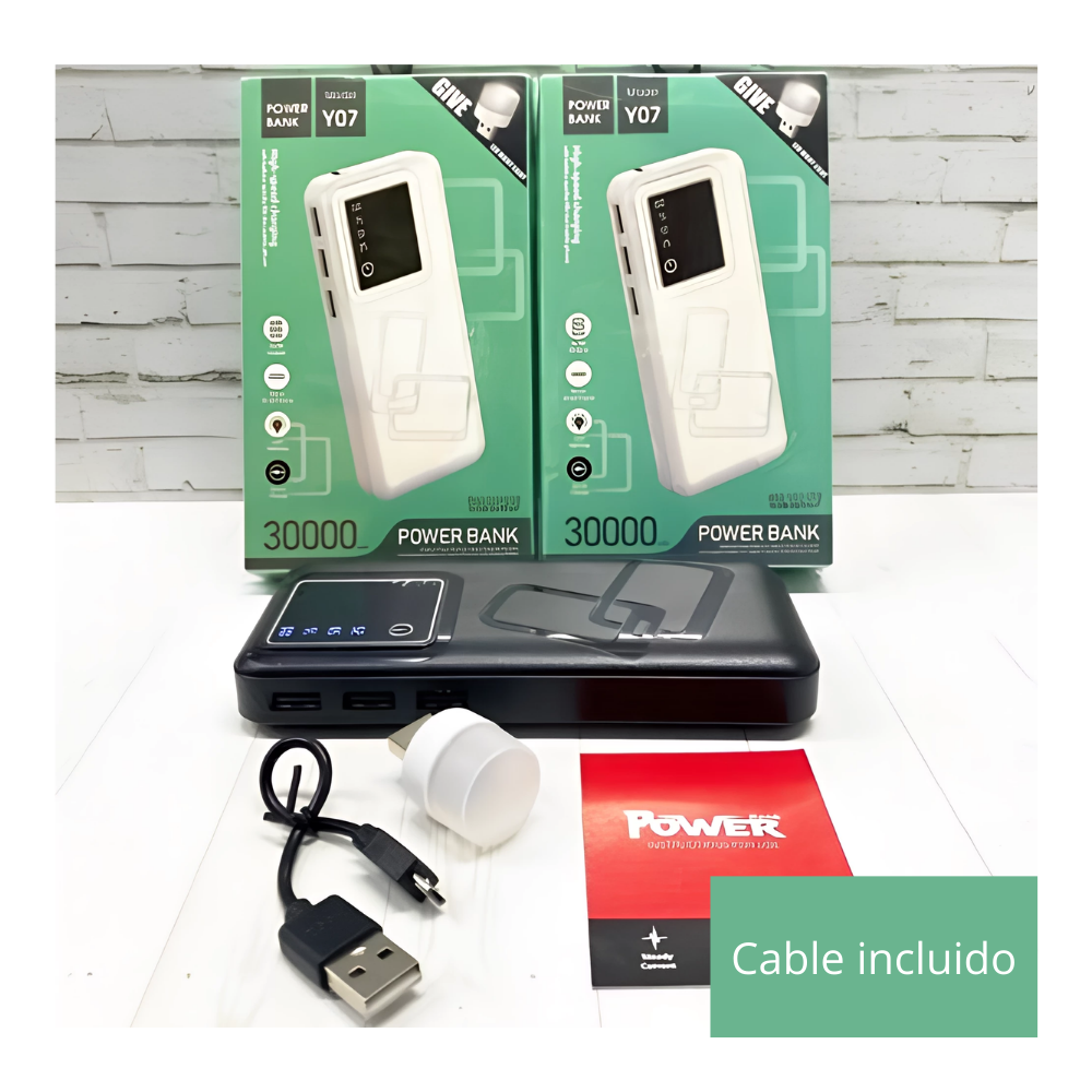 Bateria Externa Power Bank 30000 mAh Con Puz Led Y07-2