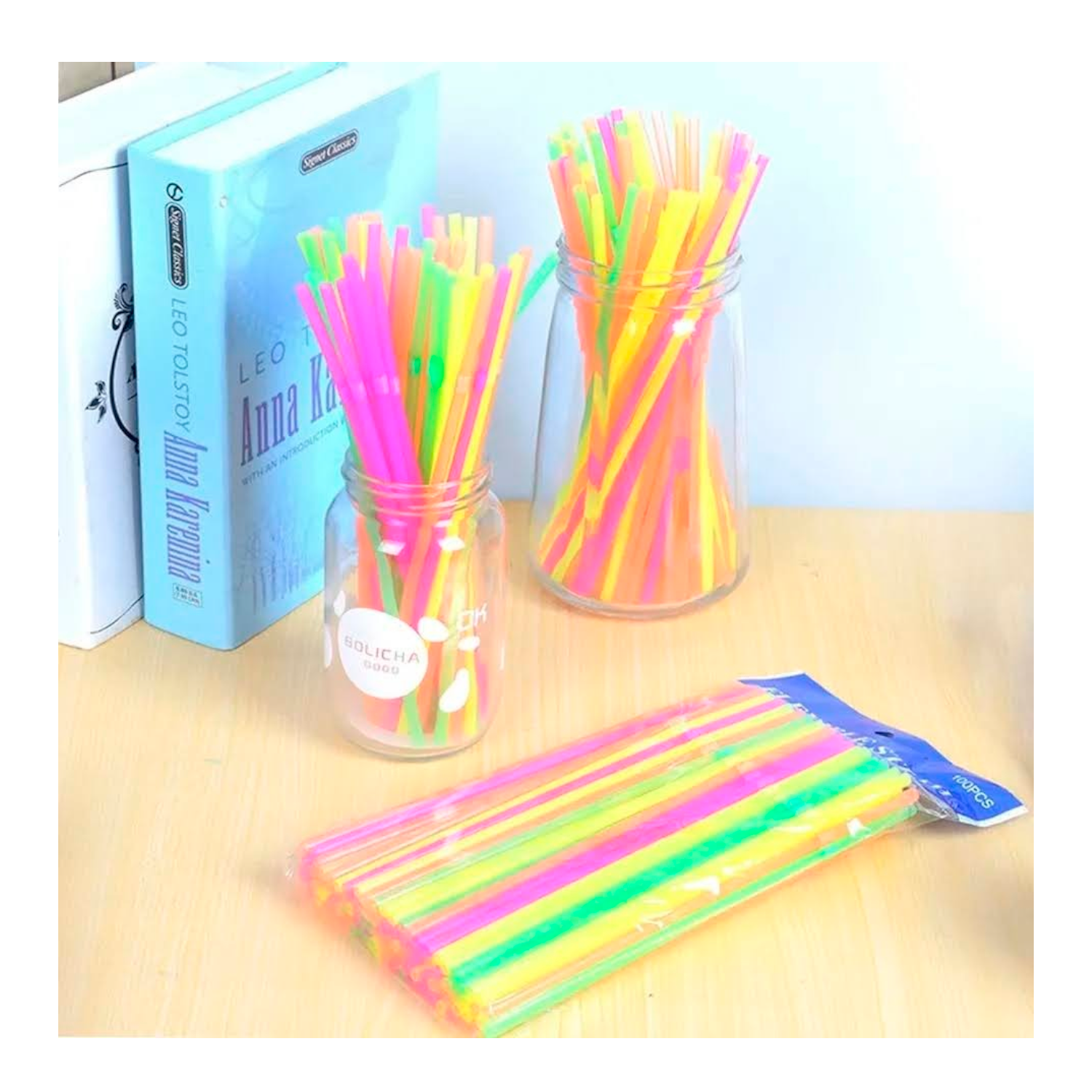 Bombillas De Colores Plasticas X 100 Unidades Surt-3