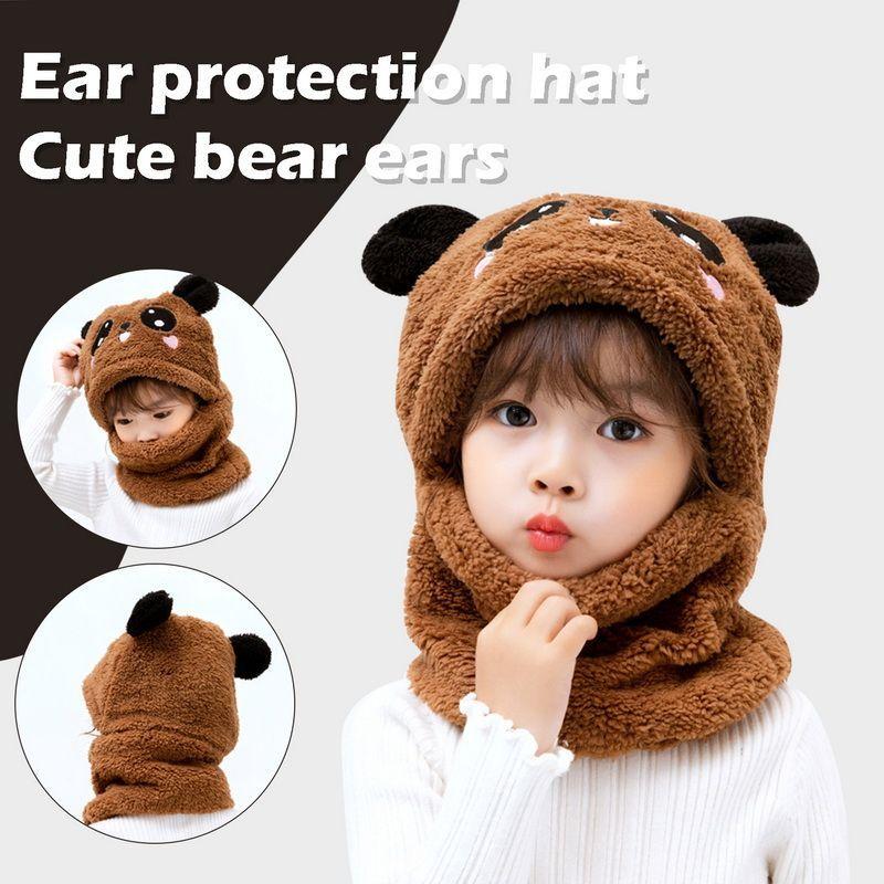 Gorro Felpa Niños Niñas Cuello Abrigador Oso Panda Diseños-4