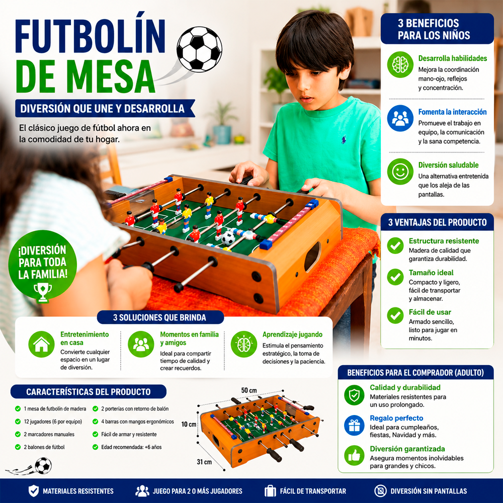 Taca Taca Mini De Mesa Futbol n De Madera 2 Jugadores Famili-7