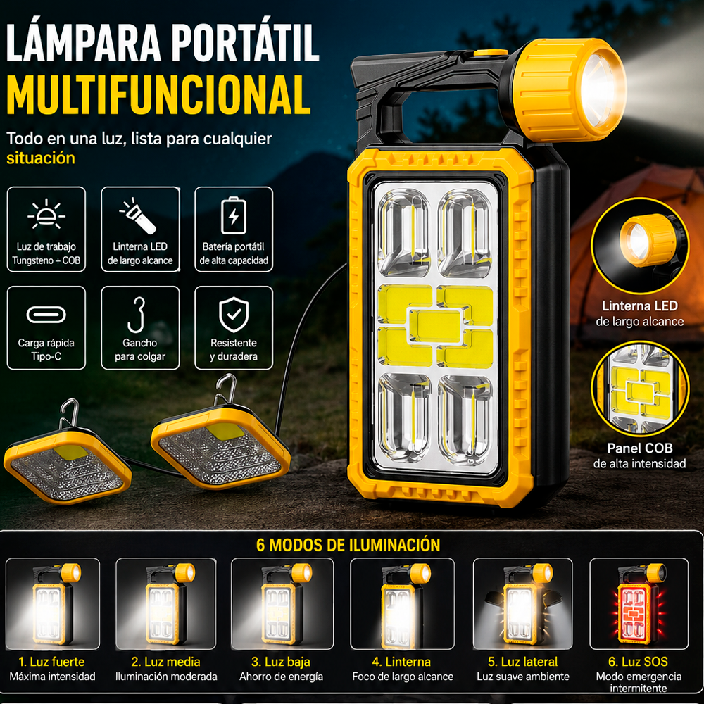 Lampara Emergencia Recargable Linterna Led Camping Usb C 2 L-7