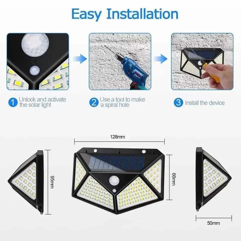 Foco Solar 100 Led Exterior Pared Sensor Luz Fria-7