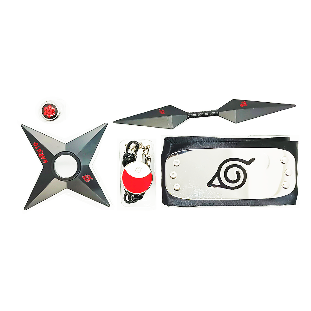 Set Naruto Cosplay Anillo Collar Banda Shuriken Kunai 5 Pcs-5