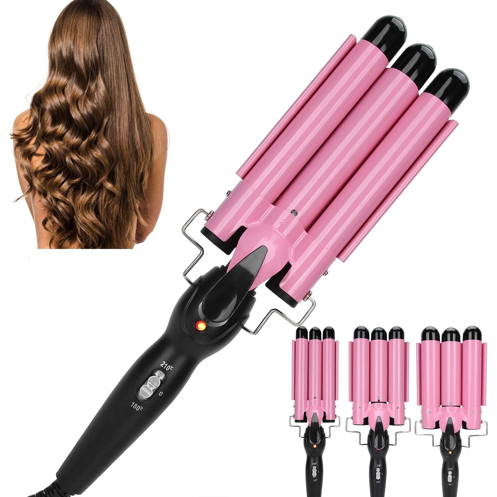 Rizador De Pelo Triple Cer mico Ondas Sirena 3 Tubos Profesional-2