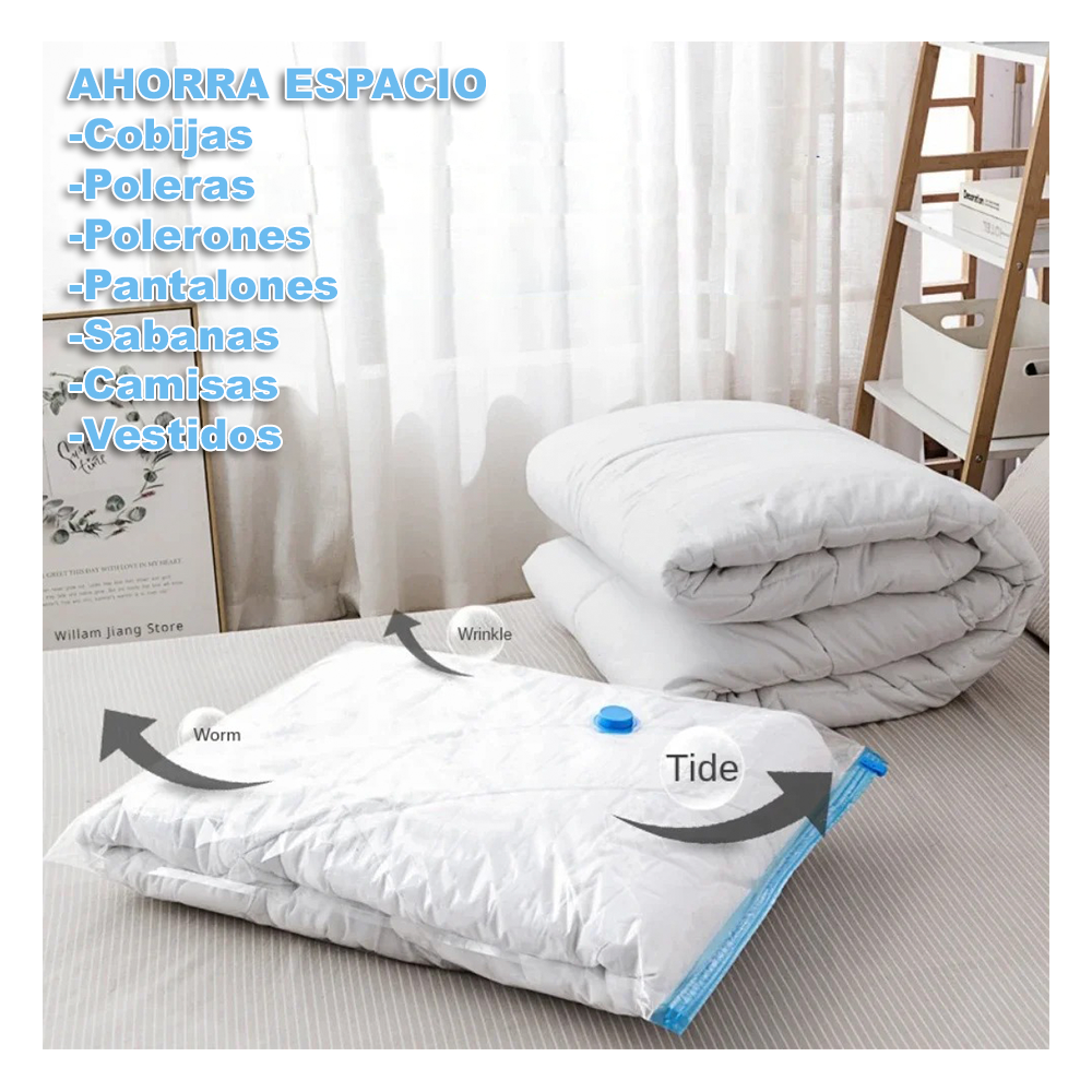 Set 5 Bolsa Al Vacio Comprimir Ropa Medidas + Bomba Manual-5