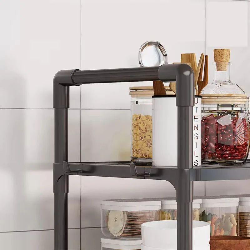 Estante Repisa Para Microondas Con Ganchos Color Negro-3