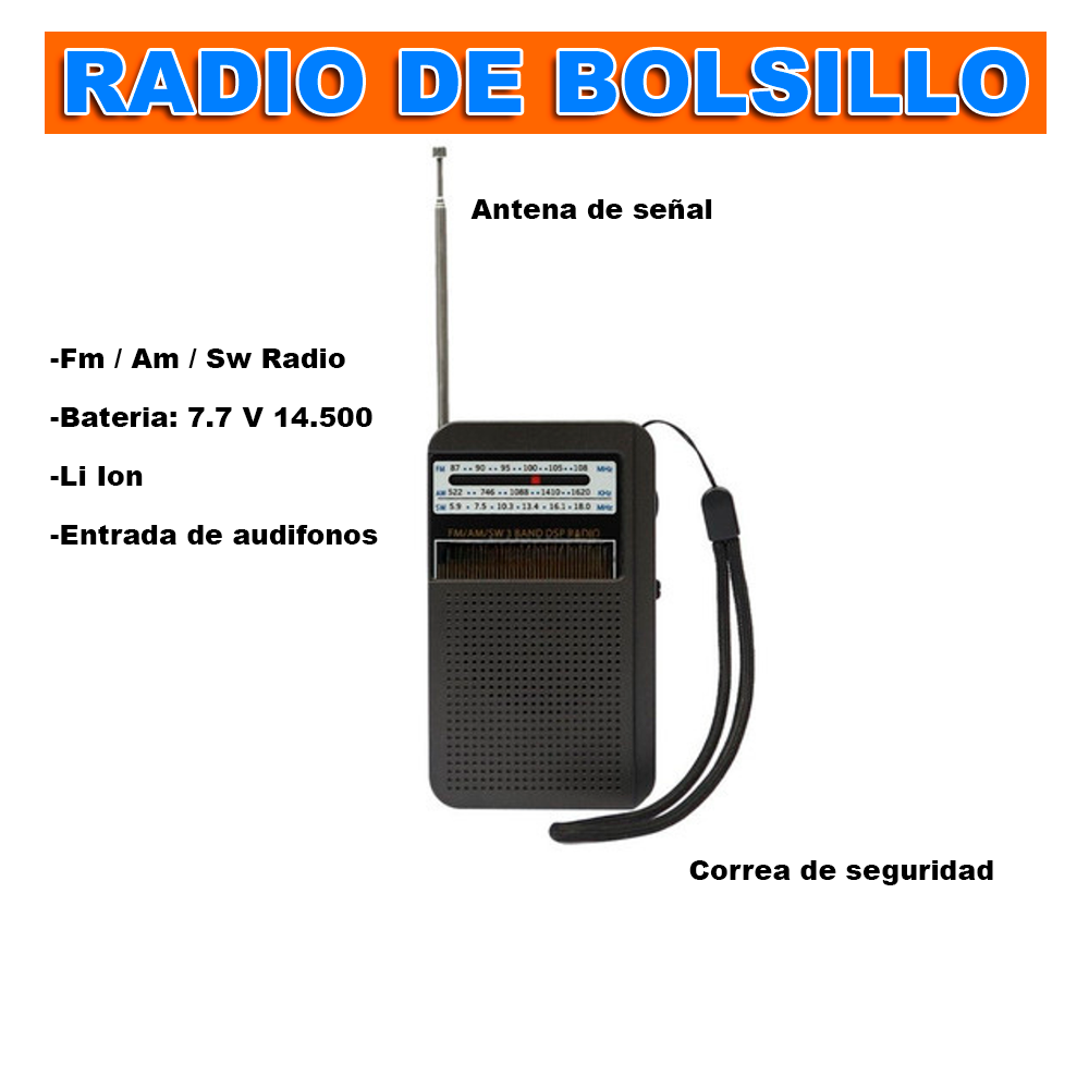 Radio Portatil A Pila Am Fm Analogico De Bolsillo-3