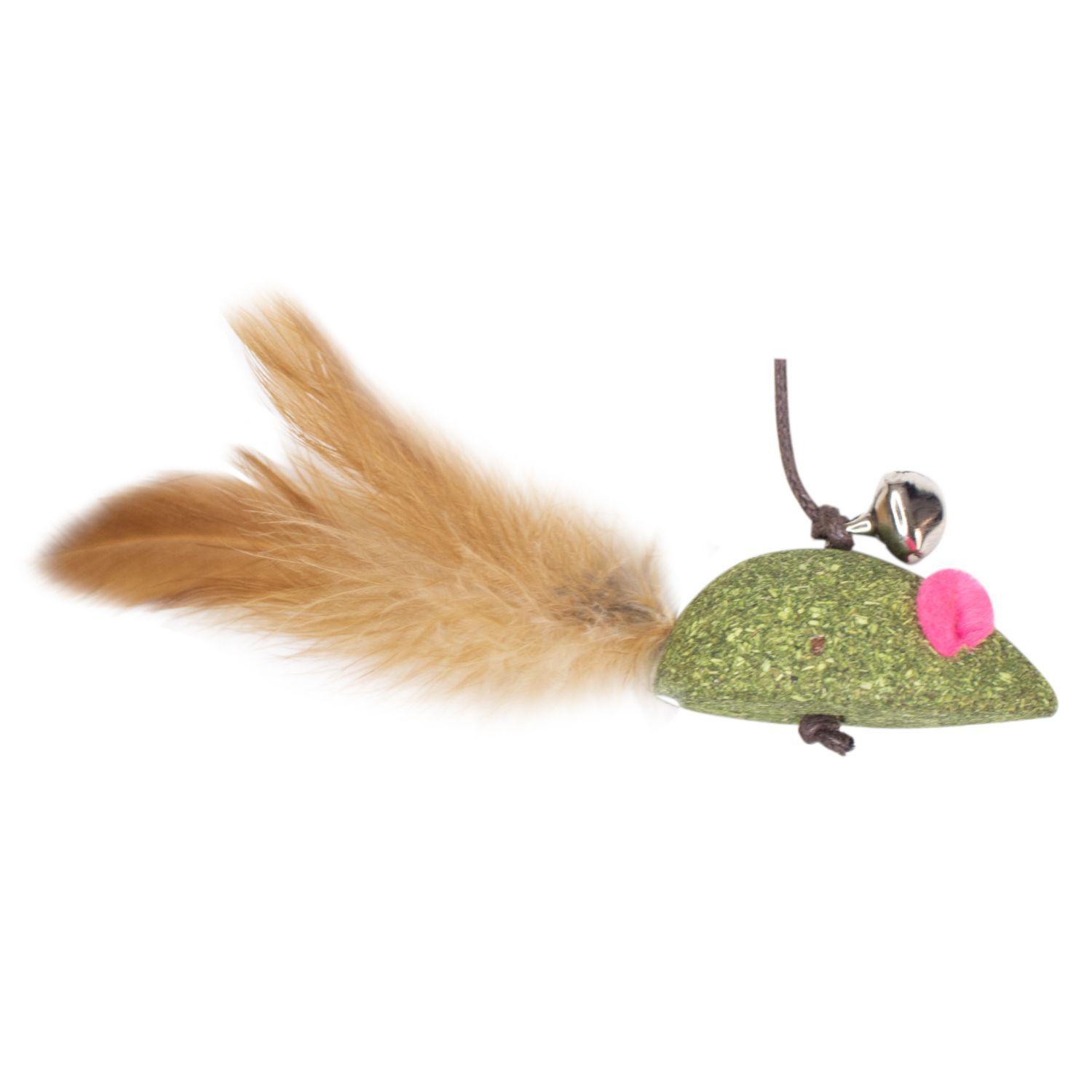 Juguete Gato Varilla Con Pluma Cascabel Y Hierba Gatera-3