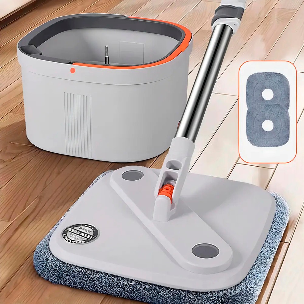 Trapero Giratorio Spin Mop 360 Con Balde Y 2 Repuestos Micro-1