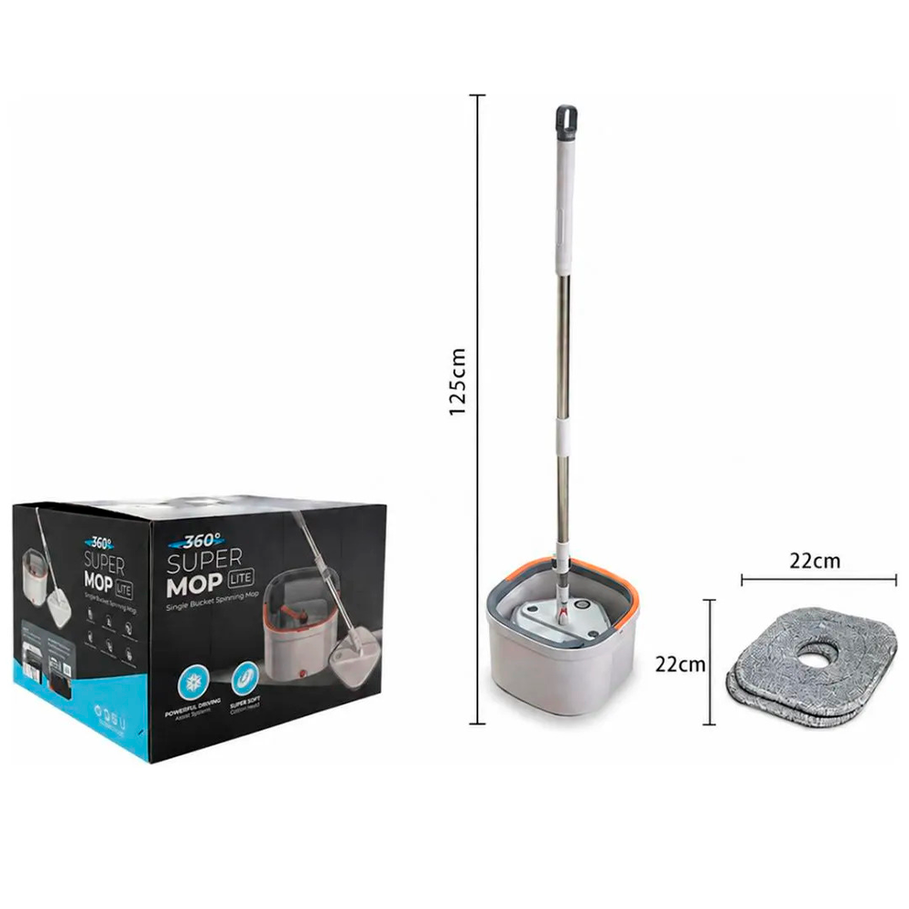 Trapero Giratorio Spin Mop 360 Con Balde Y 2 Repuestos Micro-3