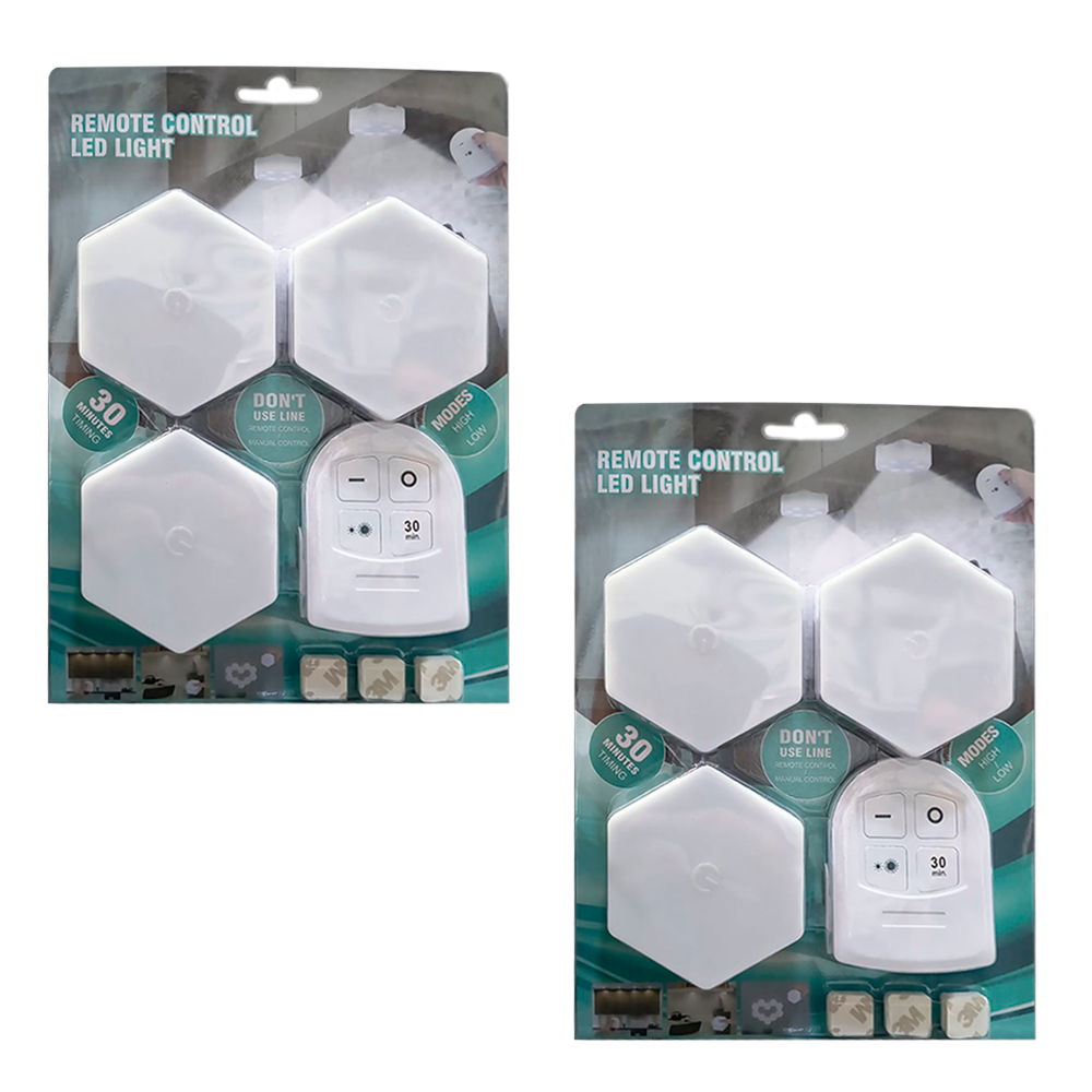 Lampara Led Hexagonal Pared Con Control Remoto Pack 3 Luces-7