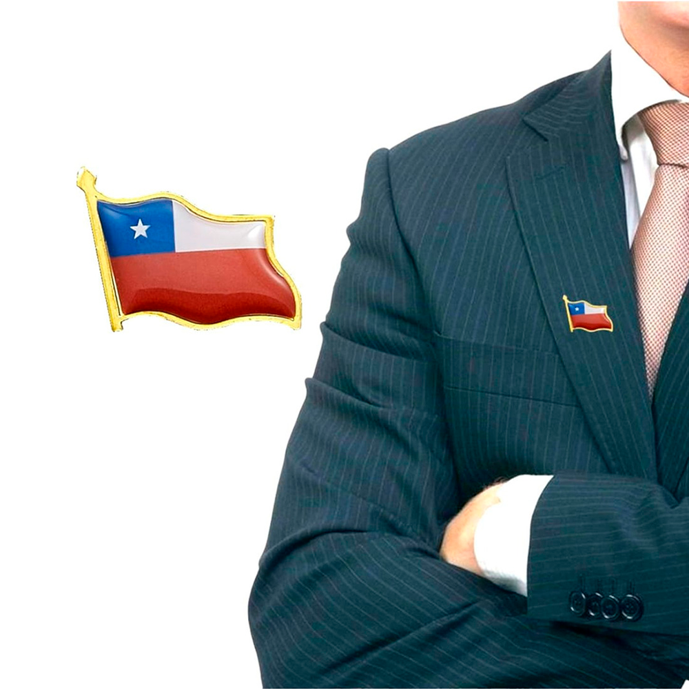 Set X12 Piocha Pin Bandera Chilena Metálica Broche Chile-4