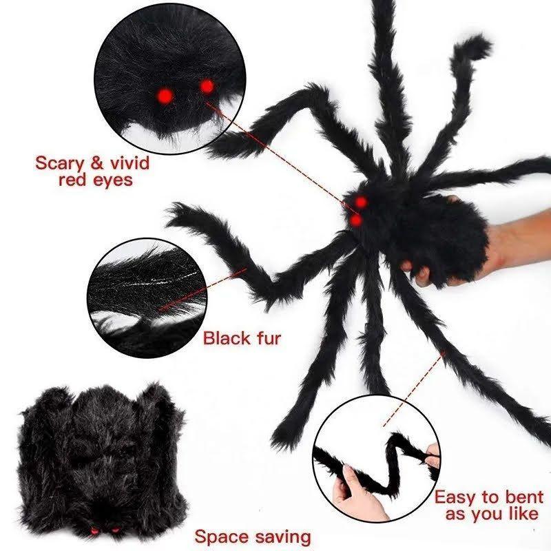 Araña Grande Decoracion Fiesta Halloween Pack X3-8