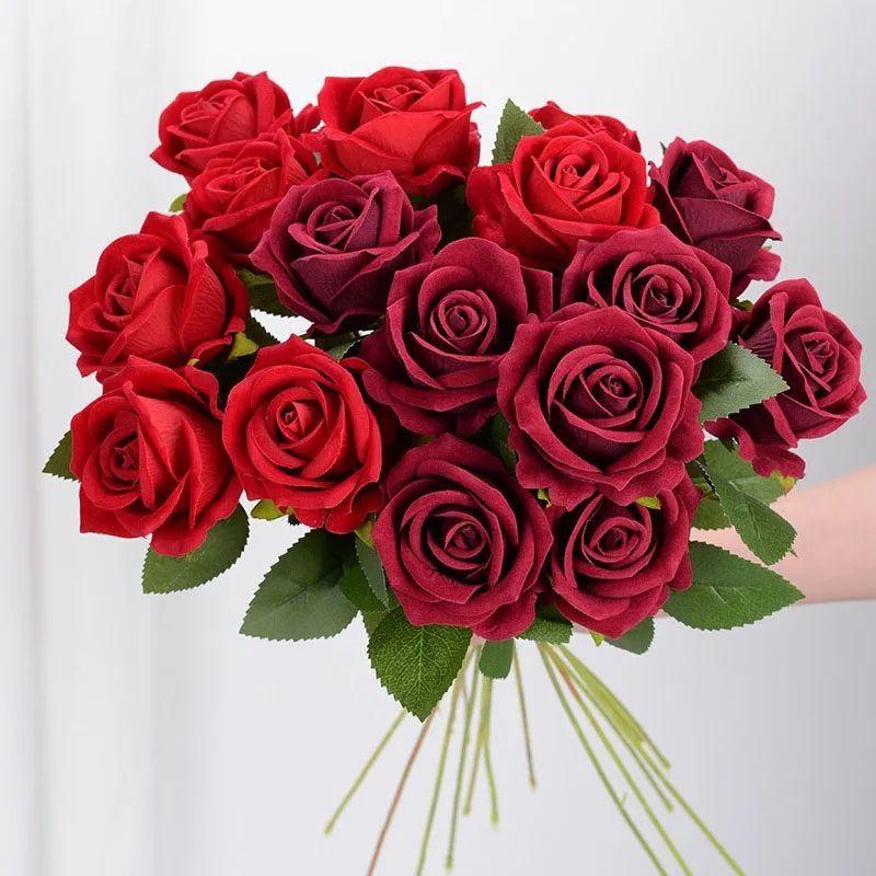 Rosa Artificial Roja Flores Decoración Regalo Amor Rosas-2
