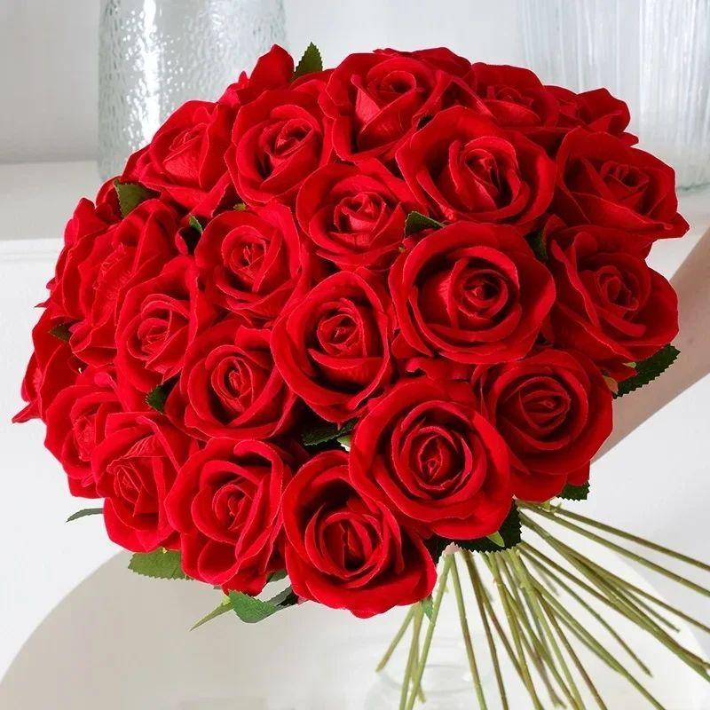 Rosa Artificial Roja Flores Decoración Regalo Amor Rosas-3