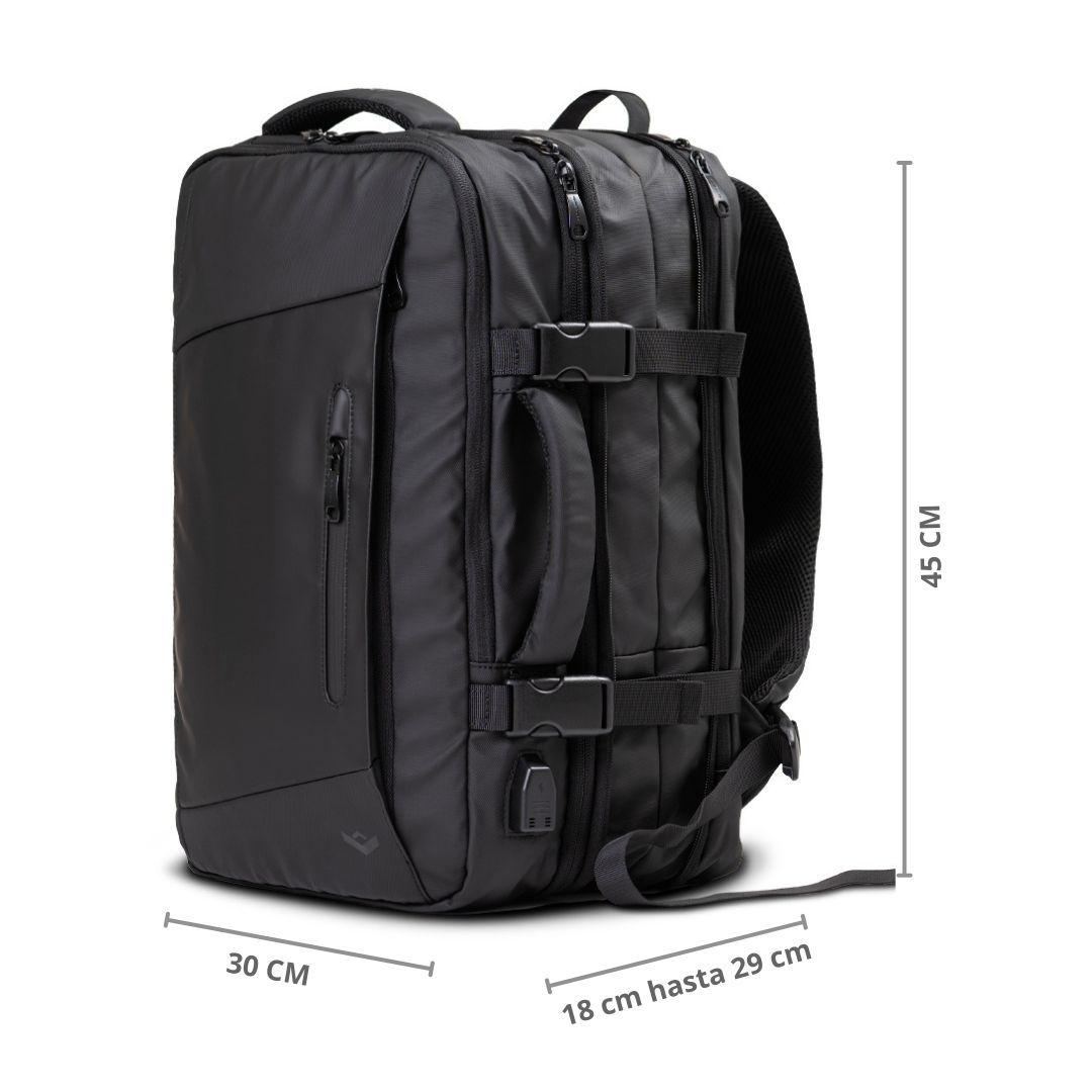 Mochila Maleta Carry On Impermeable Expandible 35L USB-3