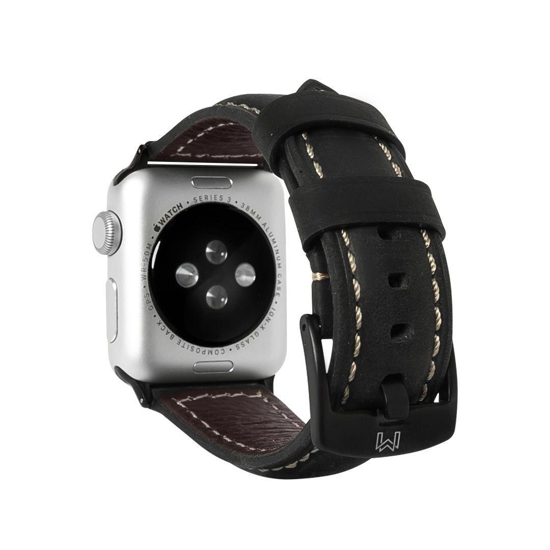 Correa de Cuero para Apple Watch 45/44/42 mm Negro-5