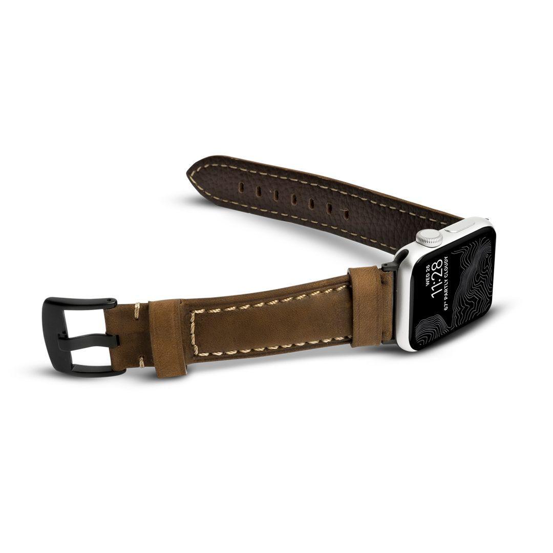 Correa De Cuero Genuino Para Apple Watch Cafe-1