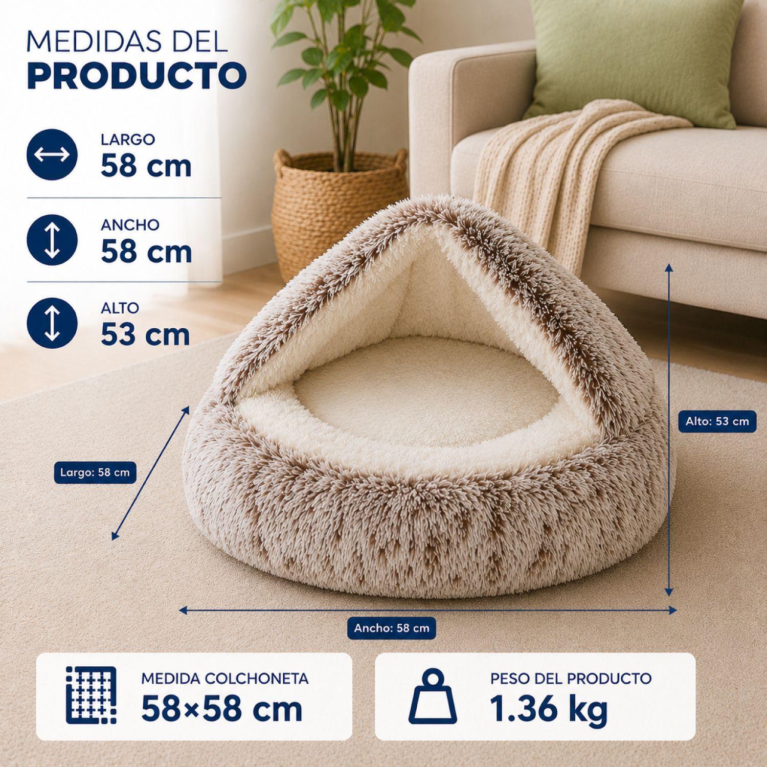 Cama Iglu  Cueva  Cálida Antideslizante Mascotas 58cm-2