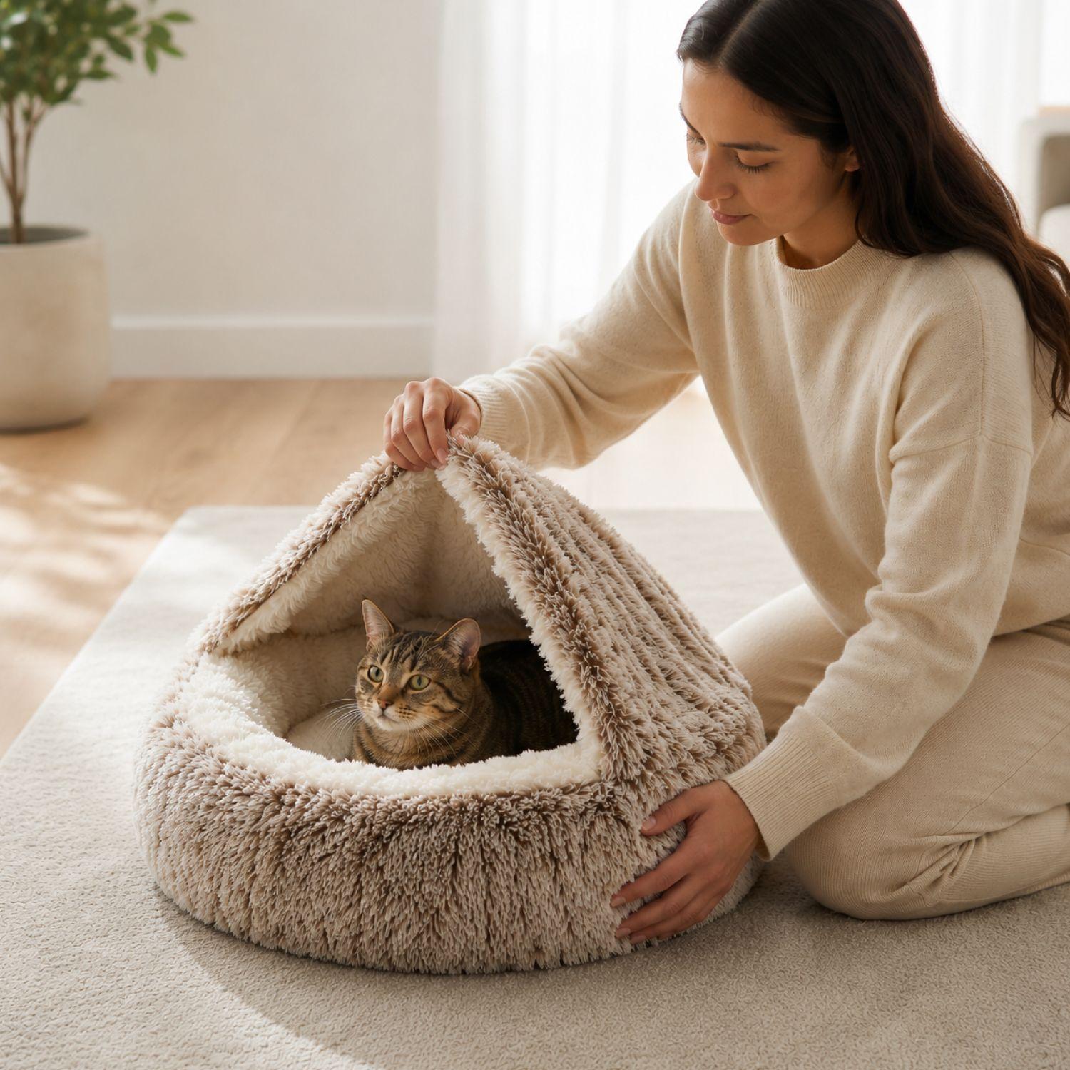 Cama Iglu  Cueva  Cálida Antideslizante Mascotas 58cm-4