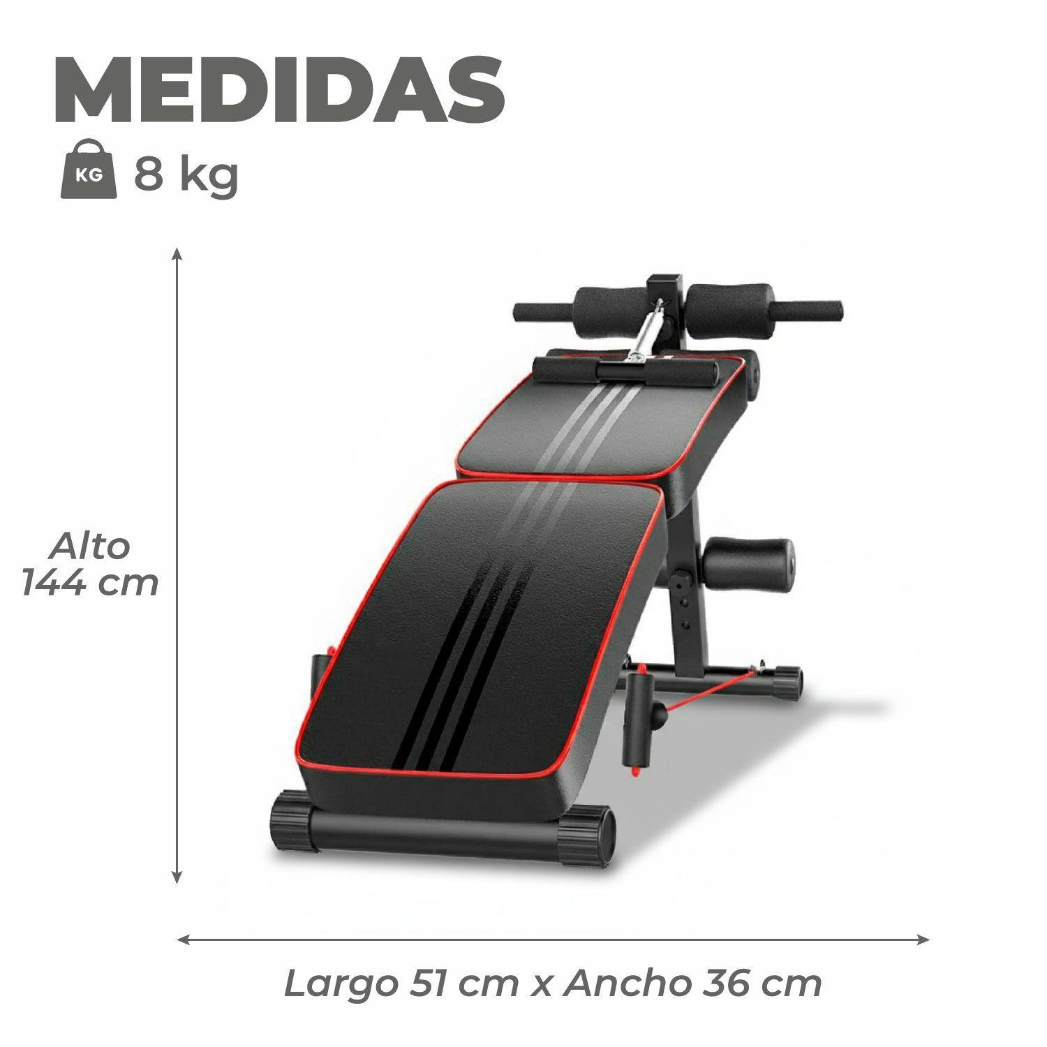 Banca Abdominales Full Pro Biceps Triceps Plegable Con Bandas Sportime-2