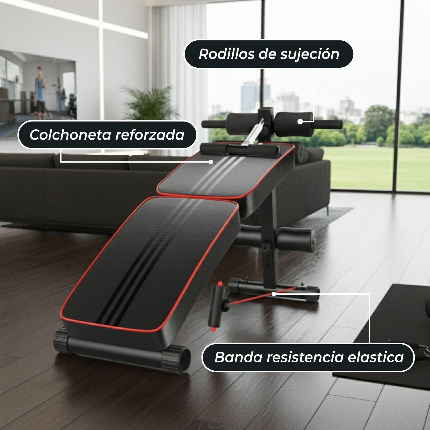 Banca Abdominales Full Pro Biceps Triceps Plegable Con Bandas Sportime-5