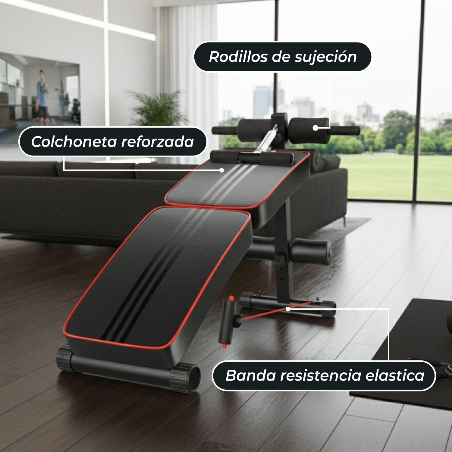 Banca Abdominales Full Pro Biceps Triceps Plegable Con Bandas Sportime-5