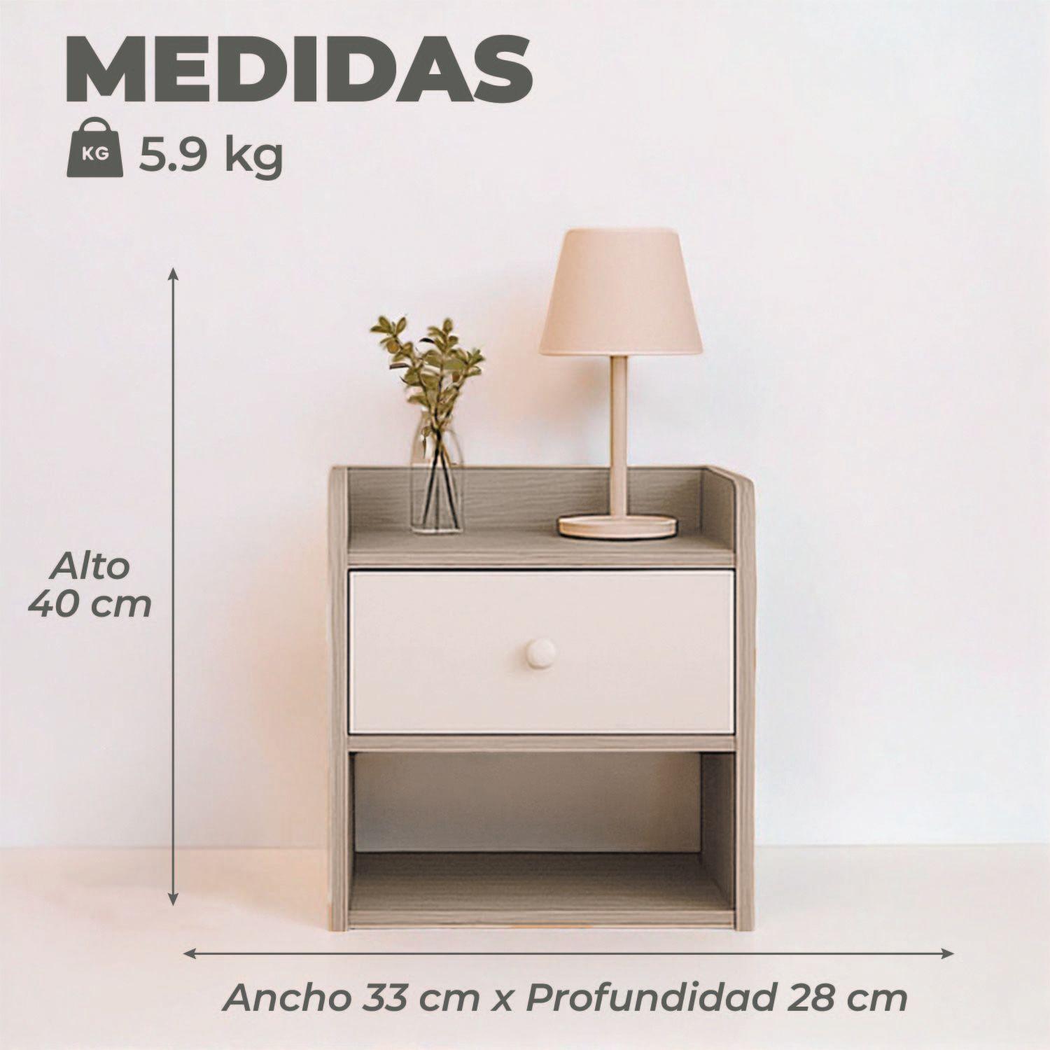 Velador Zapatero Grey 2 Niveles 1 Cajon 41x33x28 Cm-2