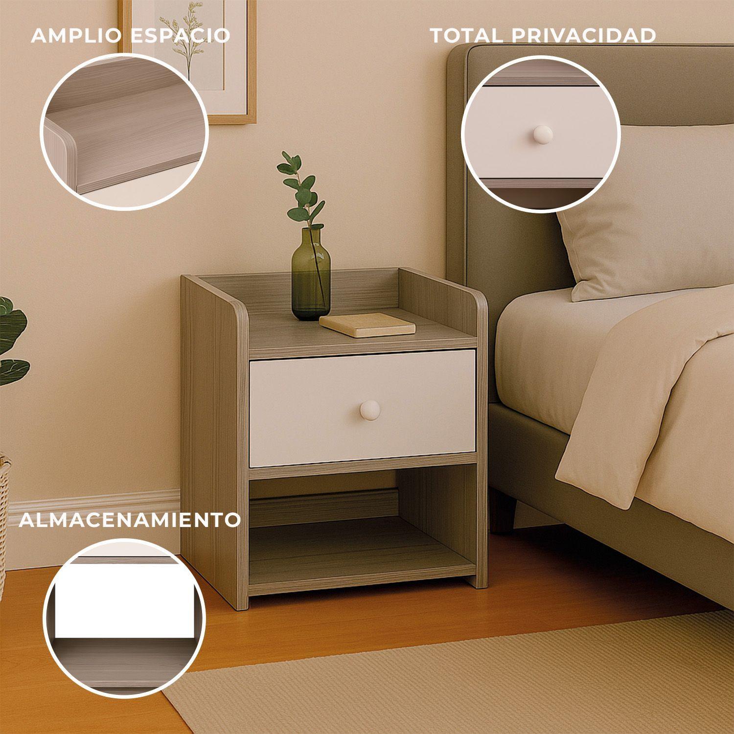 Velador Zapatero Grey 2 Niveles 1 Cajon 41x33x28 Cm-3