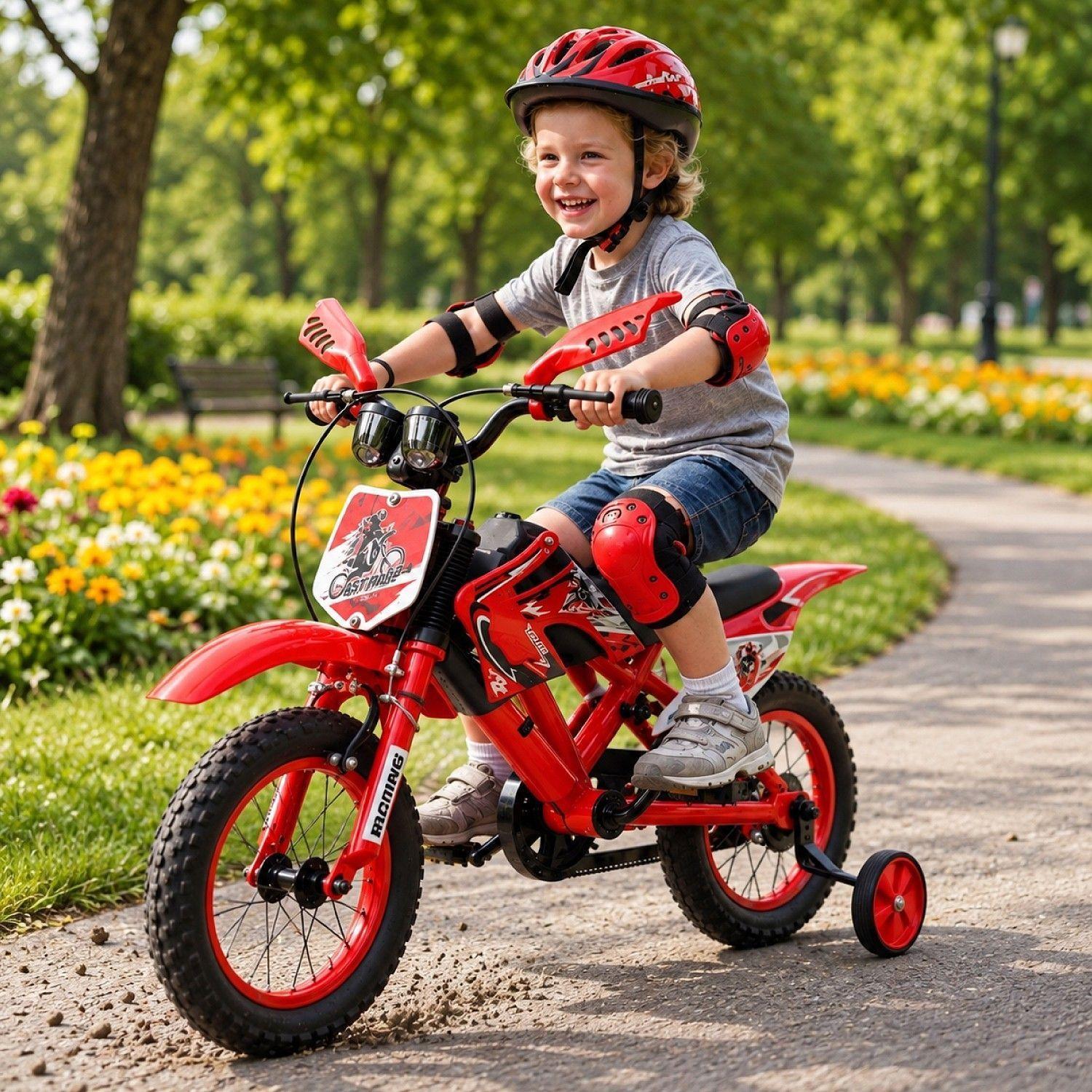 Bicicleta Infantil Aro 16 Motocross Deportiva Roja-5