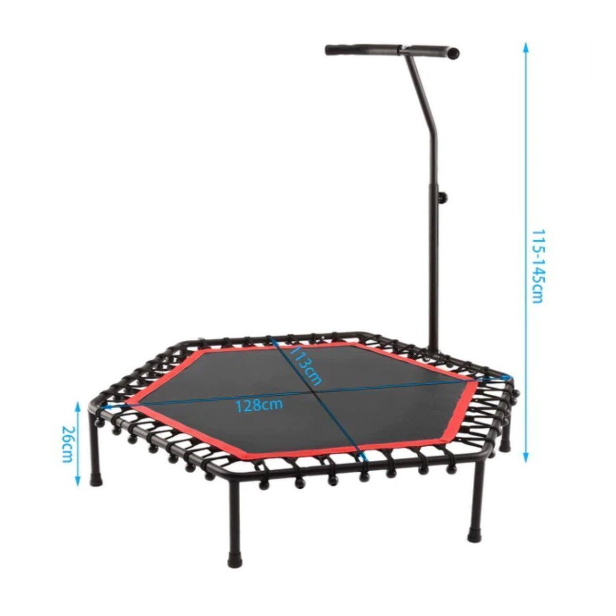 Trampolin Fitness Hexagonal Con Mango 115CM Rojo-2