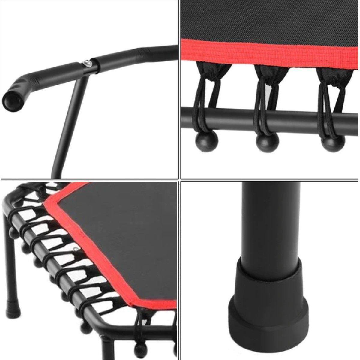 Trampolin Fitness Hexagonal Con Mango 115CM Rojo-4