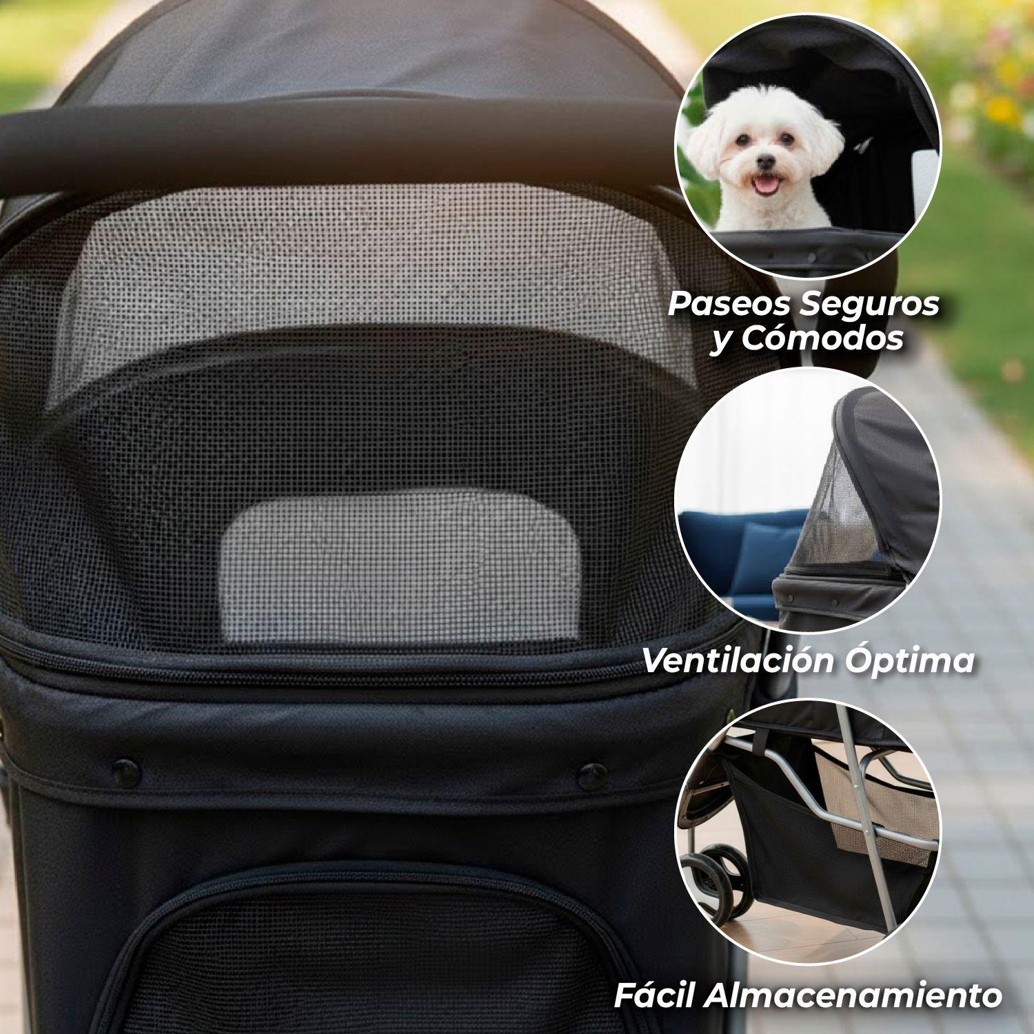 Coche Paseo Mascota Plegable Portatil 4 Ruedas-2