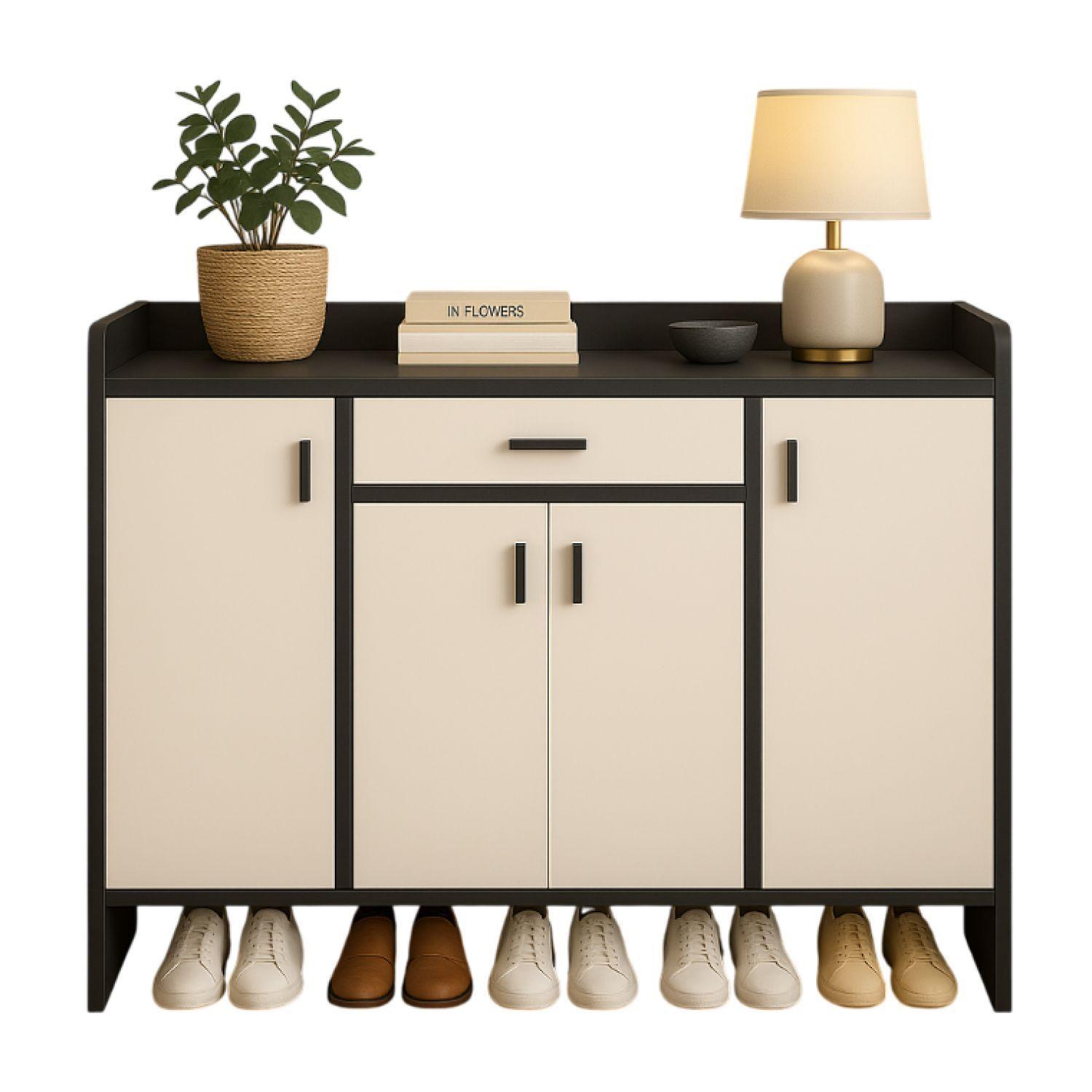 Zapatero 4 Puertas Organizador Estante con Cajon 121x30x80Cm-0