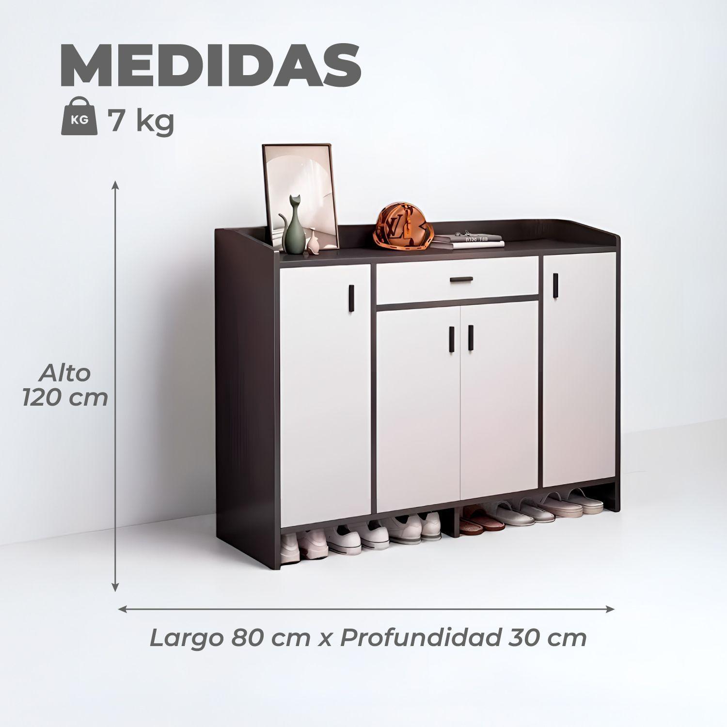 Zapatero 4 Puertas Organizador Estante con Cajon 121x30x80Cm-2