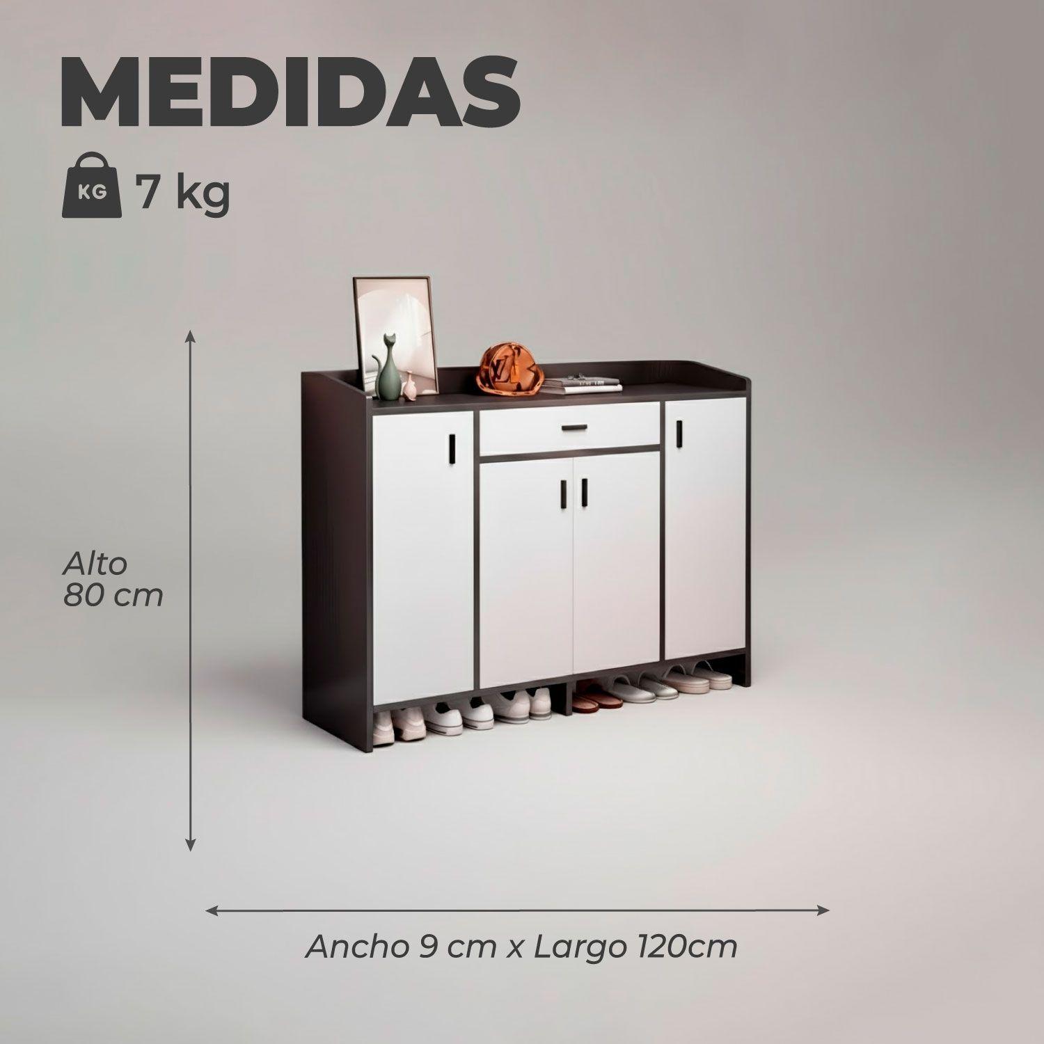 Zapatero 4 Puertas Organizador Estante con Cajon 121x30x80Cm-2